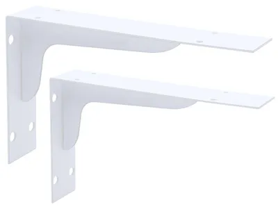 Image de Supports muraux robustes pour étagères, lot de 2, blanc