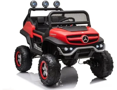Immagine prodotto di Auto elettrica per bambini Mercedes Unimog rosso, telecomando 2,4 GHz, motore: 4 x 45W, sedile in Pelle finta (LE5622)