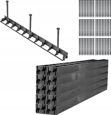 Image de Bordure de pelouse / bordure de parterre - Bordure de jardin en plastique - Hauteur 5,8 cm - Longueur 20 m - Lot de 60 piquets - Noir