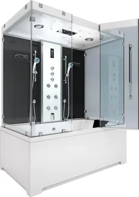 Produktbild von Kombination Badewanne Dusche K80-SW-TH-B-SC-EA Duschtempel 180x100 cm aktive Schlauch-Reinigung