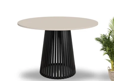 Produktbild von Esstisch rund Viero 90 cm Kaschmir – moderner Design-Tisch mit schwarzem Metallgestell für Küche & Esszimmer
