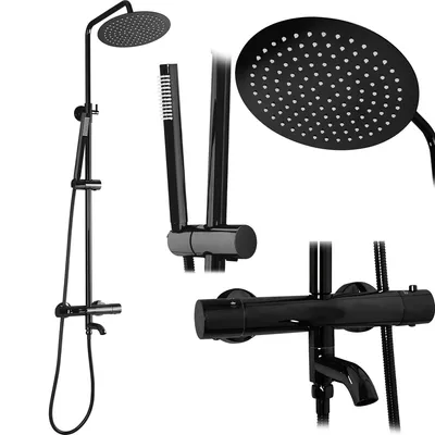 Obrázok produktu pre Sprchový set s termostatom Rea LUNGO Black Metallic