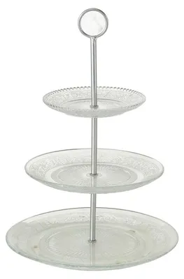 Produktbild von Etagere Glas - 3-lagig - 35 cm - Metall und Glas - Serviertablett