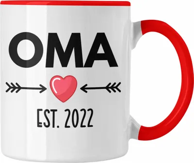 Produktbild von Trendation - Oma 2022 Du Wirst Oma Geschenk Schwangerschaft Verkünden Omi Überraschung Baby Kaffeetasse (Rot)