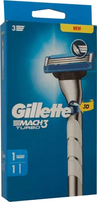 Produktbild von Gillette Mach3 Turbo Rasierer & Rasiergriff Set mit 1er Klinge