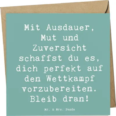 Produktbild von Mr. & Mrs. Panda Grußkarte Spruch Wettkampfvorbereitung meistern - Meeresbrise - Geschenk, Triathlon, Vertrauem, Lebenshilfe, faltkarte, Radfahren, Beharrlichkeit, Trost