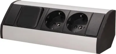 Immagine prodotto di Blocco di prese a parete, argento, 2 ganci, un interruttore, 3680W