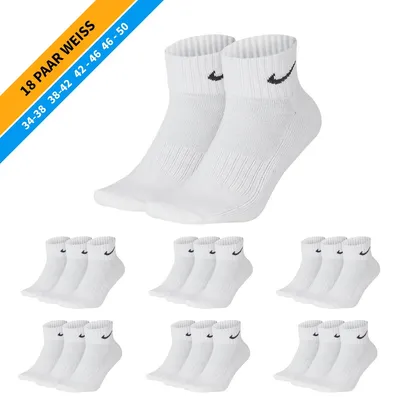 Produktbild von NIKE Socken - Farbe: 18 Paar Weiß Quarter Socken - Größe: 42-46