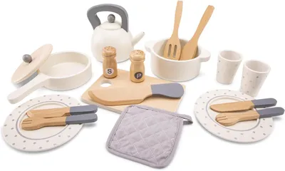 Productafbeelding van Speelgoedservies 15-delig, hout, voor rollenspel