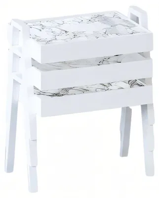 Immagine prodotto di Set di tavolini in legno bianco moderno e minimalista