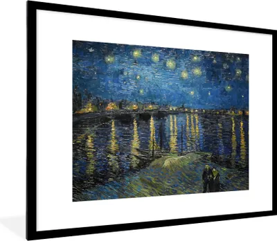 Produktbild von MuchoWow® Gerahmtes Poster Van Gogh - Brücke - Alte Meister 80x60 cm - Poster mit Schwarzem Bilderrahmen Wandposter Rahmen Foto Bilder - Schlafzimmer-Dekorationen - Fotoposter