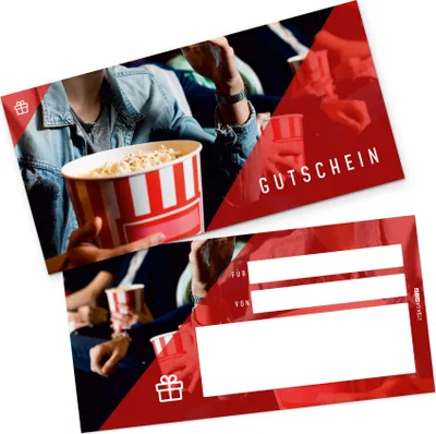 Produktbild von itenga Geschenkgutschein Kino Filmabend (Motiv 25) Postkarte zum Ausfüllen DIN Lang 21,0 x 10,5 cm