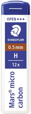 Image de Staedtler® 250 05-H Feinmine Mars® micro carbon 250 - 0,5 mm, H, schwarz, 12 Minen