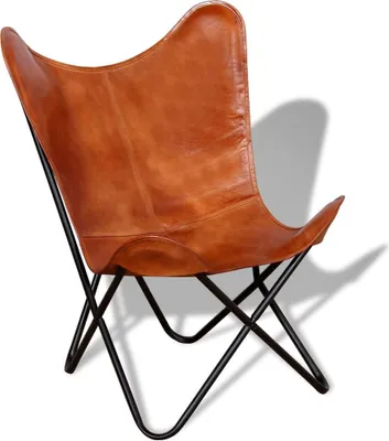 Produktbild von vidaXL vidaXL Butterfly Stuhl echtes Leder braun