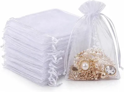 Produktbild von 50 Stück Organzasäckchen Groß 30x20cm Hochzeit Organzabeutel Säckchen mit Kordelzug für Geschenke Hochzeit Bonbonsbeutel, Schmuckbeutel, Geschenkbeutel