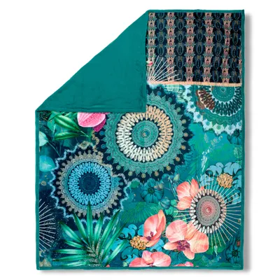 Produktbild von Hip Wohndecke mit Blumen und Mandalas - 130x160 cm - 100% Polyvelvet