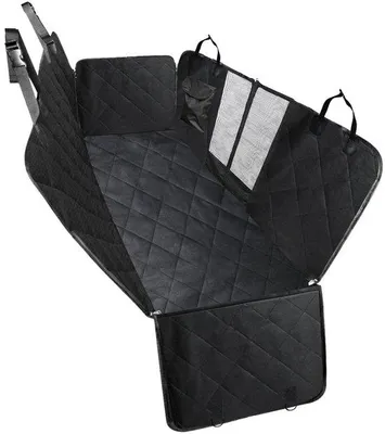 Image de Housse de siège de voiture pour SUV et camions avec fenêtre en filet, hamac imperméable pour chien pour la banquette arrière, noir, protection de siège de voiture.