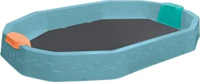 Produktbild von Sandkasten Sandkiste Sandbox 225x150x25 cm mit Bodenplane u. Abdeckung zwei Sitzen modular Kindersandkasten Sandspielzeug Kunststoff blau