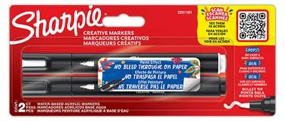 Produktbild von Sharpie 2201181, 2 Stück(e), Schwarz, Weiß, Rundspitze, Schwarz, Weiß, 2,5 mm, Sichtverpackung