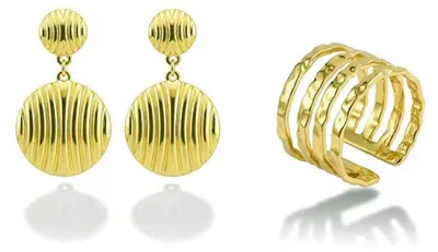 Produktbild von Vergoldetes Schmuckset VWS260872G ( offener Ring, Ohrringe)