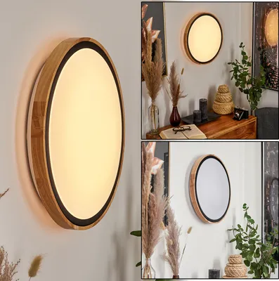 Produktbild von Campertogno »Campertogno« Deckenlampe, Metall/Holz/Kunststoff, Natur/Schwarz/Weiß