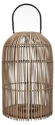 Image de Lanterne Pomax Odin en rotin, couleur naturelle, diamètre 30 cm, hauteur 48 cm