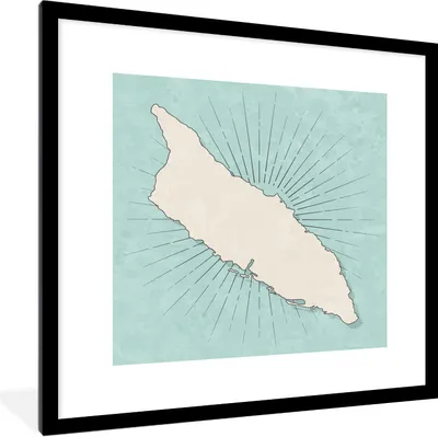 Produktbild von MuchoWow® Gerahmtes Poster Eine Illustration von Aruba auf einem blauen Hintergrund mit Streifen 40x40 cm - Poster mit Schwarzem Bilderrahmen Wandposter Rahmen Foto Bilder - Poster - Plakat im Rahmen