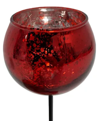 Produktbild von Roter Teelichtstecker aus Metall/Glas für Blumentöpfe und Adventskränze 13 x 6,5 x 6,5 cm