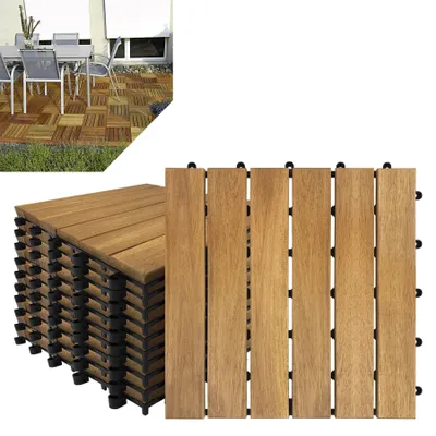 Produktbild von Akazienholzfliesen für Terrasse und Balkon 30 x 30 cm