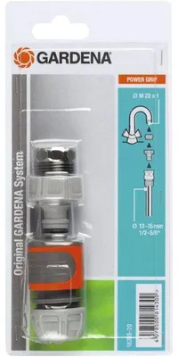 Produktbild von Bewässerungsset für Innenausläufe von GARDENA – Durchmesser 15 mm – 1 Anschlussstück – 1 Adapter – 1 Auslaufstück