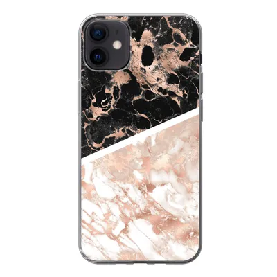 Produktbild von MuchoWow® Handyhülle Schutzhülle Hülle für iPhone 12 mini Marmor - Rosa - Weiß - Schwarz Silikon Softcase Handy Hülle - Bild