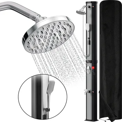 Produktbild von Jopassy Solardusche Außendusche Pooldusche Gartendusche Bodendusche Dusche Rohr 60L (mit Schutzabdeckung、mit Handbrause、Silber)