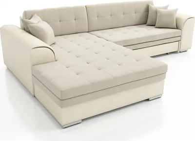 Produktbild von Couchgarnitur SARRA Creme-Dunkelbeige mit Schlaffunktion Ottomane Links