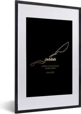 Produktbild von MuchoWow® Gerahmtes Poster Formel 1 - Jeddah - Rennstrecke 40x60 cm - Poster mit Schwarzem Bilderrahmen Wandposter Rahmen Foto Bilder - Poster in Rahmen