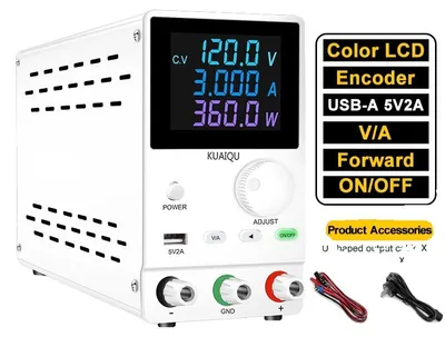 Image de Bloc d'alimentation CC, tension réglable, haute précision, 120 V, 3 A, 360 W, blanc