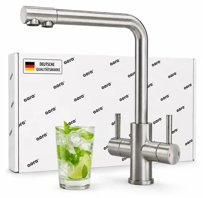 Produktbild von VANTO INOX 3-Wege-Wasserhahn L-Auslauf – Küchenarmatur Edelstahl für gefiltertes Trinkwasser