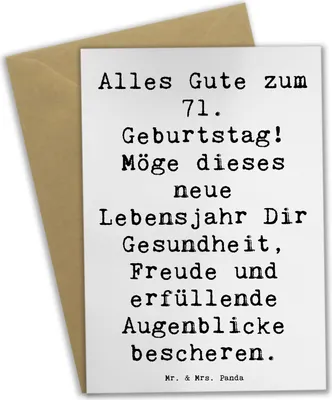 Produktbild von Mr. & Mrs. Panda Klappkarte Spruch 71. Geburtstag - Weiß - Geschenk, weihnachtskarten, Grußkarte, herzliche Geburtstagswünsche, hochzeitskarten, Glückwunsch, Freude