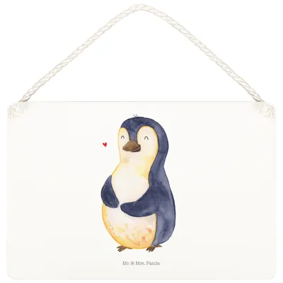 Produktbild von Mr. & Mrs. Panda Deko Schild Pinguin Diät DIN A5 - Weiß - Geschenk, holzbild, Holzschild, Türschild, Pinguine, Motivation, wandtafel, Abnehmen, Wandbild Holz