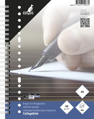 Image de kangaro  K-5545 kangaro Collegenblock, DIN A5, liniert, 80 Blatt