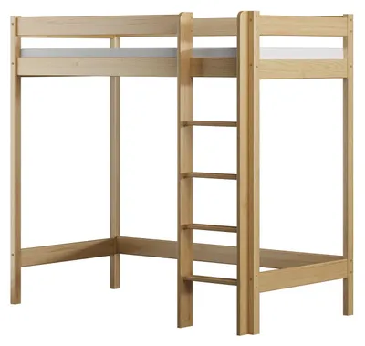 Produktbild von MEBLE WRÓBEL Hochbett 80x160 cm - Kinderbett mit Lattenrost und Rausfallschutz, Holzbett, Etagenbett mit Leiter Bett - Jugendbett Ohne Matratze - Höhe 160 cm