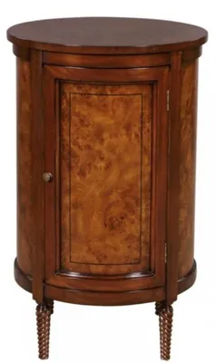 Produktbild von Casa Padrino Luxus Jugendstil Kommode Hellbraun / Braun Ø 57 x H. 82 cm - Kleiner Runder Schrank mit 2 Türen