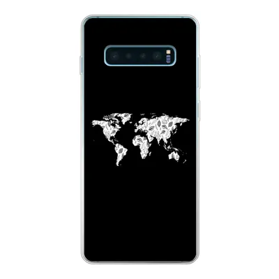 Produktbild von MuchoWow® Handyhülle Schutzhülle Hülle für Samsung Galaxy S10 Lite Weltkarte - Blätter - Schwarz Silikon Softcase Handy Hülle - Schutz
