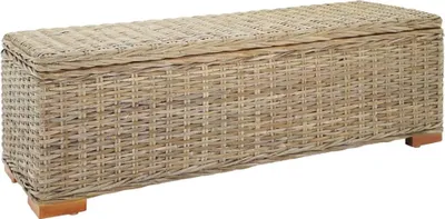 Produktbild von Möbel Truhe 110 cm Natur Kubu Rattan & Massivholz Mahagoni - Sitzbänke 344884