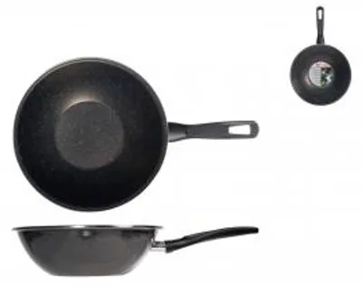 Productafbeelding van Vitrinor K2 Stone GREY Wok, wokpan, 28 cm (maximaal diameter), geëmailleerd, geschikt voor inductiekookplaten, antiaanbaklaag