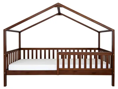 Image de Sunny Kae Lit Cabane Avec Barrière De Sécurité, En Bois, Marron | Au Sol, Montessori - Sans Matelas - 207 X 96 X 156,5 Cm | Pour Matelas : 90 X 200