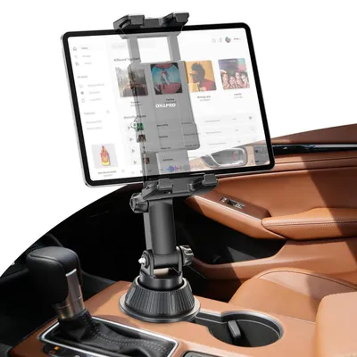 Productafbeelding van Tablet houder voor auto, bekerhouder met verstelbare arm, geschikt voor apparaten van 5-13 inch, zwart