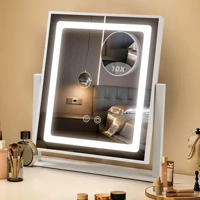 Make-up Spiegel LED 3 Farben dimmbar 10x Vergrößerung 360°