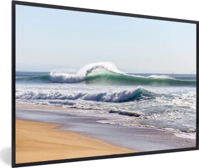 Produktbild von MuchoWow® MuchoWow® Gerahmtes Poster Strand - Wellen - Meer 60x40 cm - Poster mit zchwarzem Bilderrahmen - Printing - Wanddeko Schlafzimmer