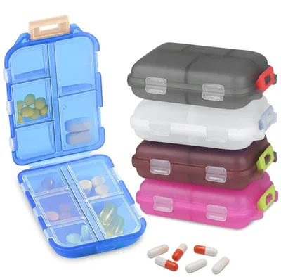 Produktbild von Tablettenbox 5 Stück 10 Fächer Reise-Pillen-Organizer Medikamenten Aufbewahrung Pillendose Klein
