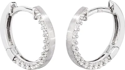 Produktbild von NKlaus Paar Zirkonia weiß Klappcreolen 925 Silber 13mm rhodiniert Damen Ohrringe 13556